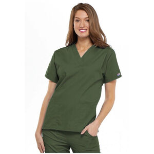 Cherokee Scrubs 4700 V Neck Scrub Top Olive by Workwear XL